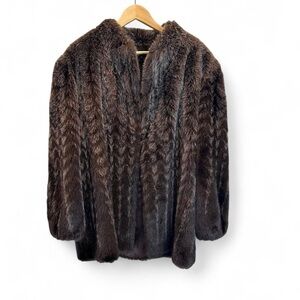 Style VI LTD Women's Vintage Brown Faux Fur Jacket ~ Size Large